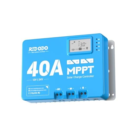 Redodo 40 Amp MPPT 12V/24V DC Input Solar Charge Controller with Built-in Bluetooth Module, Parameter Adjustable LCD Display LED Indicators