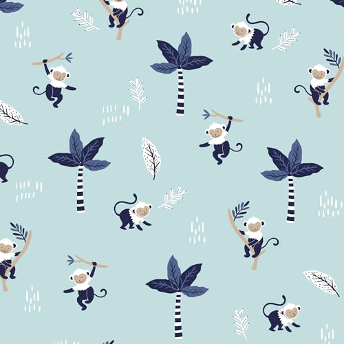 Image of Lambs & Ivy Jungle Party 100% Cotton Monkey /Palm Tree Fitted Crib Sheet