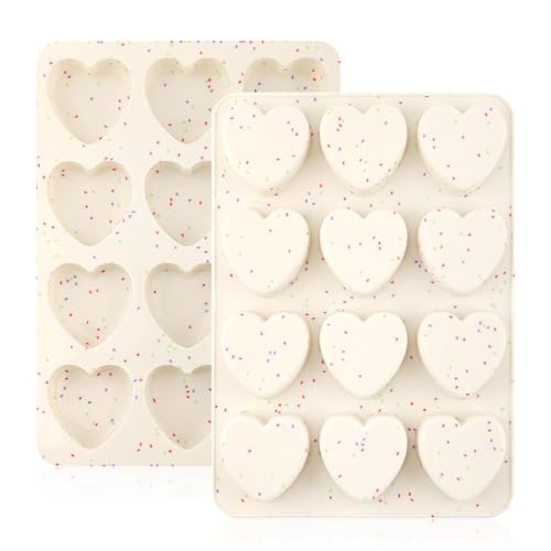 DiQiRenQin Heart Muffin Pan 2 Pack 12 Cavity Silicone Baking Mold Non-Stick