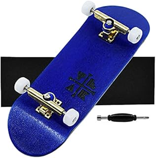 Teak Tuning Prolific Complete Fingerboard with Upgraded Components - Pro Board Shape and Size, Bearing Wheels, Bushings and Trucks - 32mm x 97mm Handmade Wooden Board - Hanukah Colorway Edition