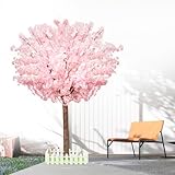 Artificial Cherry Trees Indoor Decor: Handmade Natural Fake Cherry Blossom Pink Tree Outdoor for Party Wedding Christmas