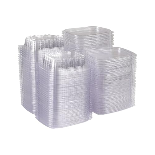 ECO PRODUCTS Compostable 8oz Clear Rectangular Deli Containers With Lids, Pack of 100, Meal Prep, Made from PLA Plastic, A Renewable Material Made from Plants, One Lid For All