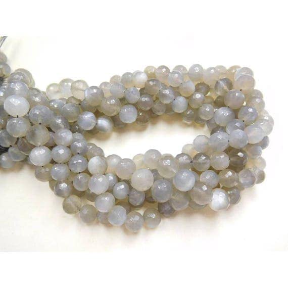 Pierre de lune grise de qualité supérieure en perles facettées de 6mm pour bijoux d'exception