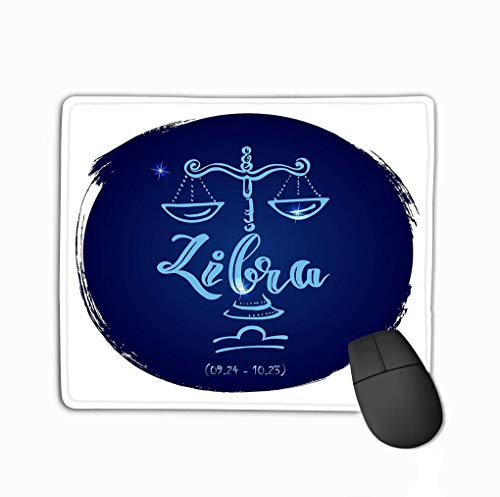Preisvergleich Produktbild Mousepad rutschfester Gummi personalisierte einzigartige Gaming-Mauspad runde Sternzeichen Waage Hand gezeichnete Bildbeschriftung Teil Sammlung runde Sternzeichen Waage