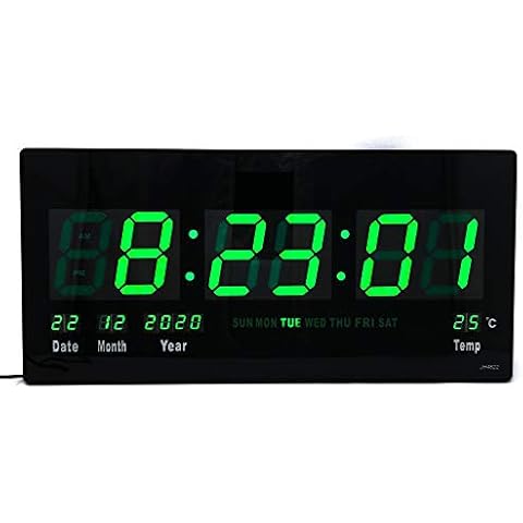 Starlet24 LED Wanduhr mit Datums- und Temperaturanzeige große LED-Anzeige 45x22cm Grün Cover