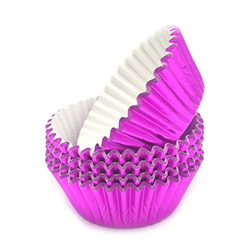 Image of Standard Hot Pink Foil Cupcake Liners Muffin Baking Cups for Party and More, 100-Count