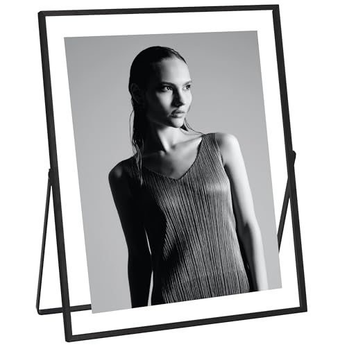 eletecpro 8x10 Floating Picture Frame, Real Glass Cover, Black, 1-Pack
