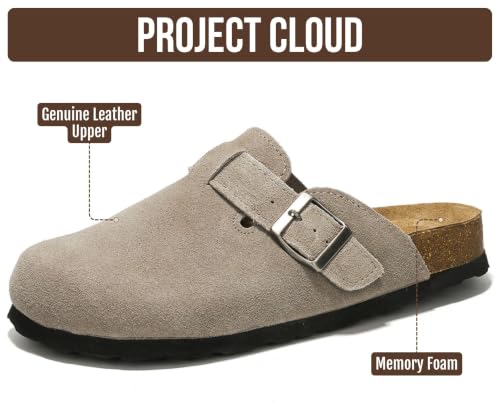 Image of Project Cloud 100% Genuine Leather Footbed Clogs for Women - Memory Foam Arch Support Slippers for Women - Trendy Slip-ons Women's Mules & Clogs Sandals