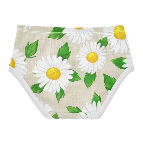 Floral Daisies Leaves Beige Toddlers Underwear Floral 2t Cotton Cute Panties Girl Bright Briefs Underpants2