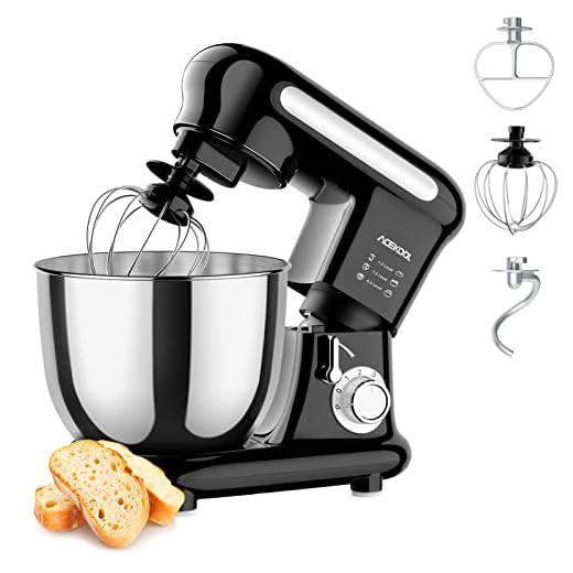 Batidora Amasadora Repostería Profesional 3.5L Acekool MC3 con 6 Velocidades 1000W Robot Cocina Orbital Multifuncional con Amasador Batidor Varillas