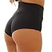 Women's Vintage Retro Brazilian Ruched Butt High Waisted Bathing Bikini Bottom (M, Black)