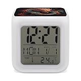 FodPand Sveglia digitale con drago cinese per camera da letto con 7 colori che cambiano luce notturna grandi numeri a LED orologi elettrici visualizzazione della temperatura orologi da scrivania per