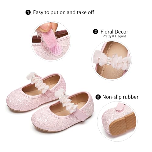 Image of GINFIVE Toddler Girls Dress Shoes Little Girls Mary Janes Ballerina Flats Shoes Toddler