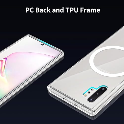 Image of JGD PRODUCTS Magnetic Case for Samsung Galaxy Note 10 Plus 5G Compatible with MagSafe, Shockproof Phone Bumper Cover, Anti-Scratch Clear Back (Clear)