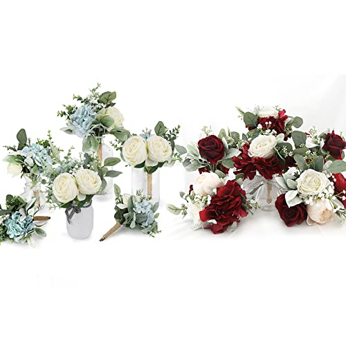 Semononia Blue Bridesmaid Bouquet & Burgundy Peony Bridesmaid Bouquet #TOP6