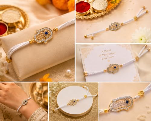 Image of M.F.H Premium Designer Rakhi for Brother | Adjustable Handmade Raki Bracelet |Traditional Raksha Bandhan Gift for Brother | Comfortable & Skin-Friendly RaKi