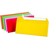 1InTheOffice EasyClose Neon Brights Color Envelopes, 10, Assorted, 4 1/8