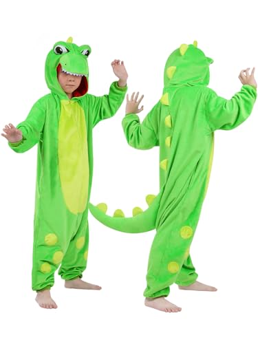 ROC PARTY Kids Animal Costume Dress Up - Unisex Dress-Up Outfit for Halloween Cosplay & Parties for Boys & Girls 4-12 Years (Green T-Rex 8-10 Years)