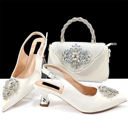 Women Shoes And Bag Set African Lady Sandals Wedding Pointed Toe High Heel Shoes and Bag Set2
