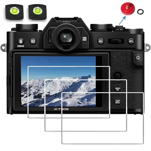 debous X-T30 III Screen Protector for Fujifilm Fuji X-T30 III Anti-scratch Tempered Glass Hard Film Red Metal Shutter Release Button level cover
