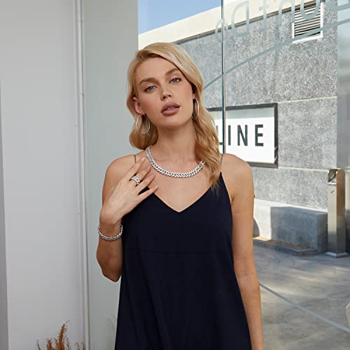 Gemsme Full Iced Out Cubic Zirconia Cuban Link Chain Hip Hop 18K White Gold Plated Miami Cuban Link Chain Necklace for Men Women (18 Inch)