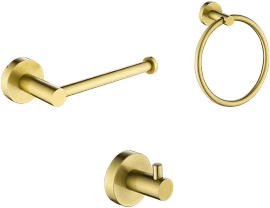 Bathroom Hardware Set Brushed Gold Toilet Brush Holder Robe Hook Paper Holder Soap Dish Holder Wall Mount Bathroom Accessories,Whole Set 04