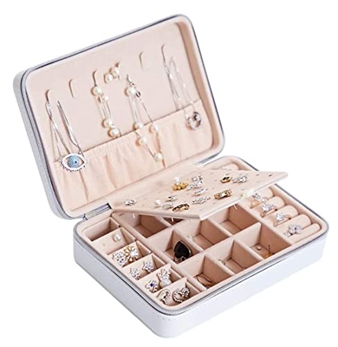 Boîte à bijoux portable en cuir avec fermeture éclair pour collier