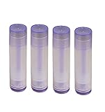 25Pcs Lip Balm Tubes Containers 5g Clear body with Twist Bottom and Cap,Empty Refillable Plastic DIY Lipstick Lip Gloss Containers Chapstick Tube Crayon Pipe Bottle (purple lid)