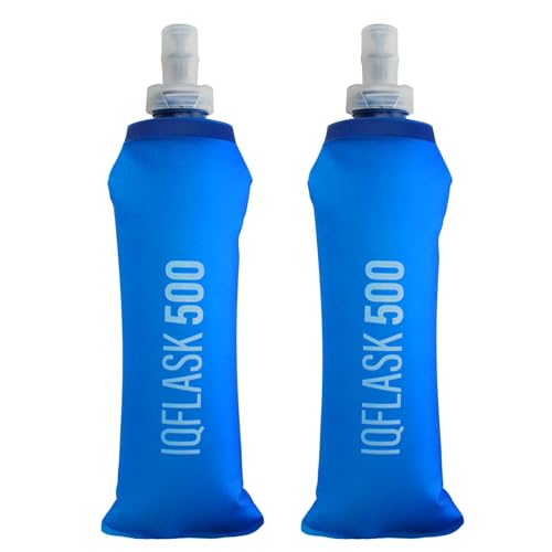 Venprodium 2 Pezzi Borraccia Morbida 500 ml, Soft Flask in TPU, Borraccia Pieghevole, Senza BPA, Bottiglia Pieghevole Riutilizzabile, per Running, Escursionismo, Campeggio e Alpinismo (Blu)