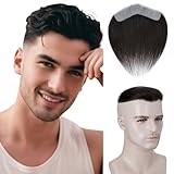 MY-LADY Toupet Herren Stirn-Haaransatz-Toupet für Männer Echthaar, V-Form Front Stirnhaarteil Natürlich, Men's Hairline Toupee Human Hair mit 4x18cm PU Hautbasis 12g Hairpiece(#1B Natürliches Schwarz)