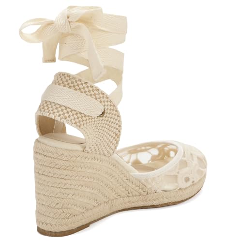 Image of Women's Espadrille Wedge Sandals Closed Toe Lace-Up Shoes