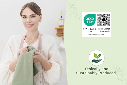 Image of Sage Green Flour Sack Tea Towels - 100% Organic Cotton, 5 Pack, 27 inchx27 inch, Highly Absorbent Dish Towels - Versatile Kitchen Towels for Baking - Customizable and Easy to Embroider (5 Pack - Sage Green)