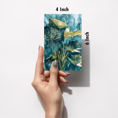Image of SiddArtify Tropical Botanical Art Prints Set - Teal - Gold - Coral Leaves - Flowers - Set of 2-4x6 Inch - Board (Pack of 6) - Sticker (Pack of 6) Wall Room Decoration art Poster Prints