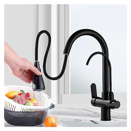 Mélangeur d'évier eau pure au design noir et chrome haut de gamme