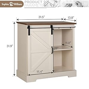 Sophia & William Coffee Bar Cabinet for Kitchen, Farmhouse Sideboard Buffet Storage Cabinet with Sliding Barn Door, Ivory Sophia William Coffee Bar Cabinet for Kitchen Farmhouse Sideboard Buffet Storage Cabinet with Sliding Barn Door Ivory