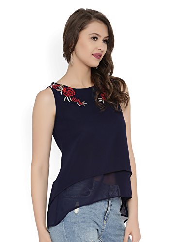 Image of RARE Women Navy Solid Styled Back Top (EP1670)