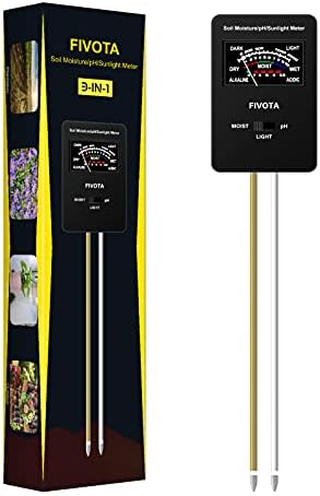 Fivota Soil pH Meter, FV03 Upgraded Large Screen Soil Moisture/Sunlight/pH Tester Backyard Soil Test kit, Reliable Gardening Soil Tool for Garden, Farm, Lawn Indoor & Outdoor Use