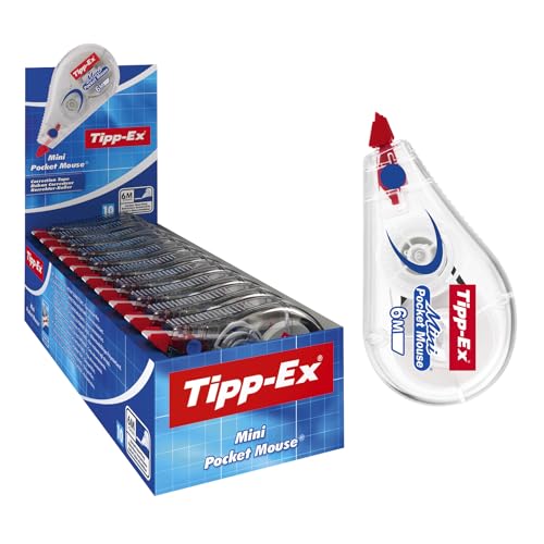 Tipp-Ex Mini Pocket Mouse Cinta Correctora - 6 m x 5 mm, caja de 10 Unidades, óptimo para oficinas, Multicolor