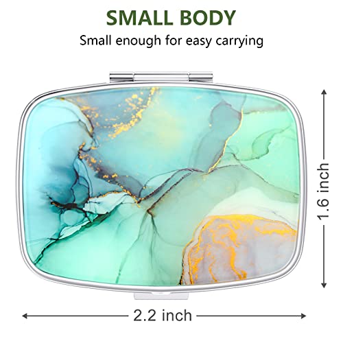 Image of Nipichsha Pill Box, Small Pill Case for Purse & Pocket, Cute Travel Medicine Organizer, Portable Medicine Container Holder to Hold Vitamins, Medication, Fish Oil & Supplement, Light Green Marble