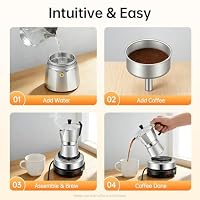 CUMELLIIR Elektrische Espressomaschine 3 Tassen, Mokkakanne Mit Elektrische Heizplatte, Esspressokaffeemaschine Klein Espressokocher, Einstellbare Temperatur, 500w – Ansicht 4