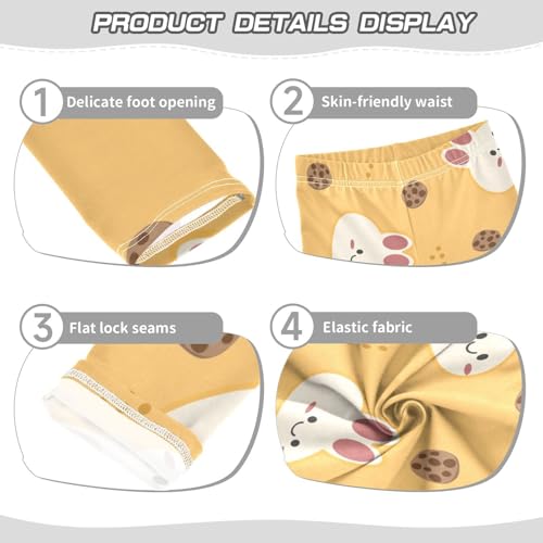 Rabbit Cookies Girls Leggings,Workout Leggings for Girls Toddler Athletic Legging Size for 3-10T3