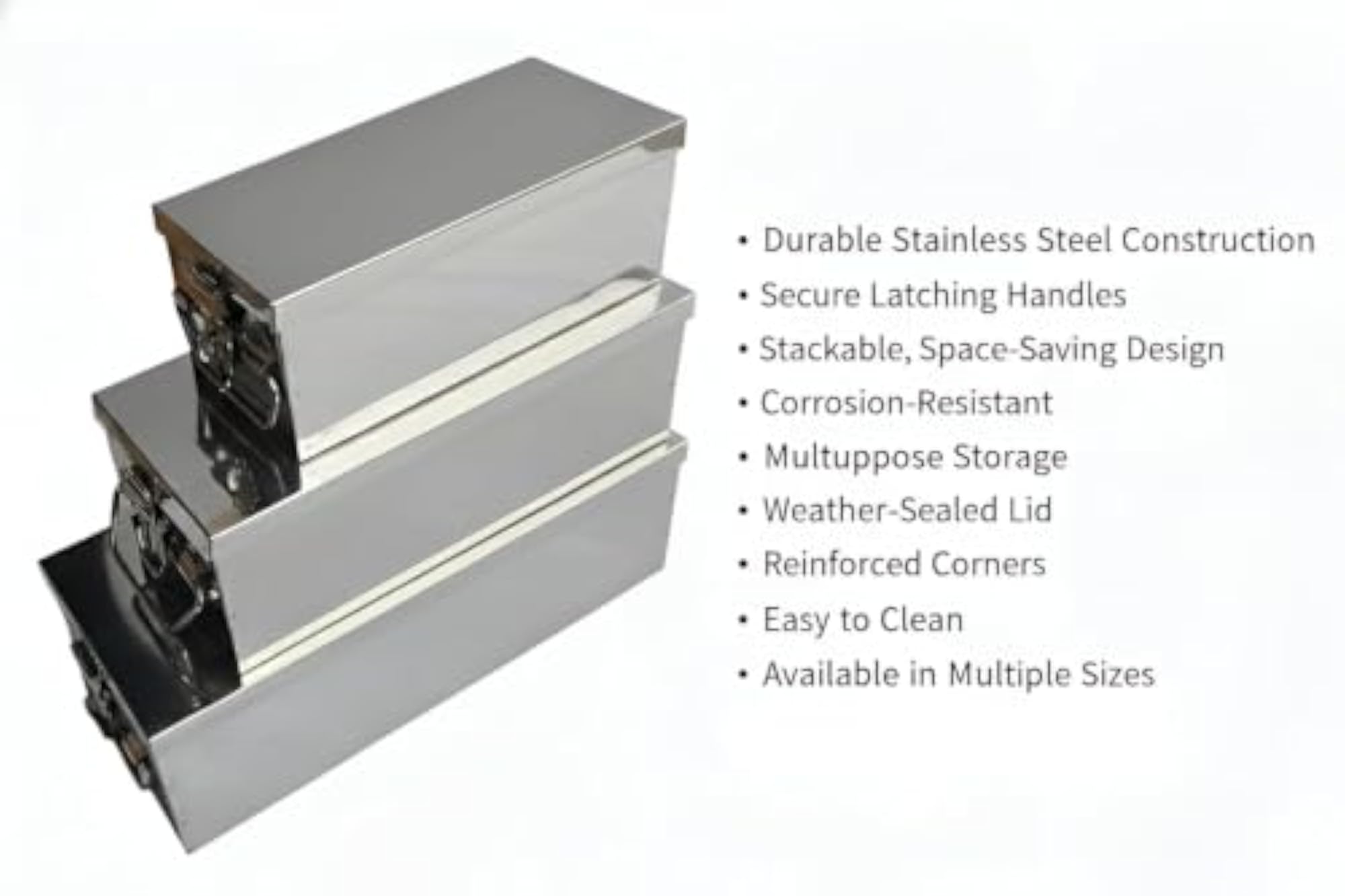 Stainless Steel Storage Boxes, Set of 3 Pieces