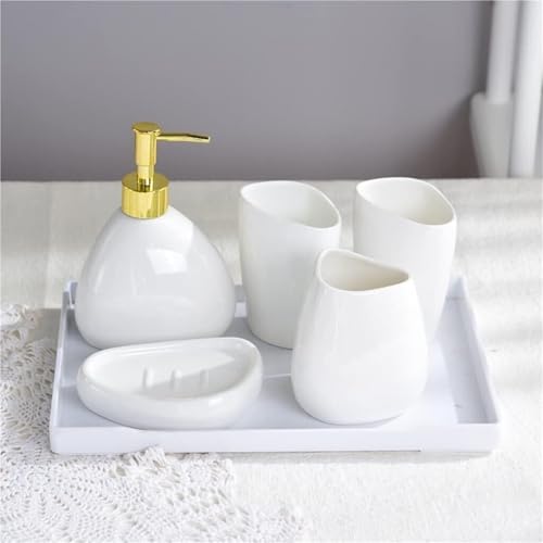 Juego de accesorios de baño dispensador de jabón cerámico y porta cepillos costero 7