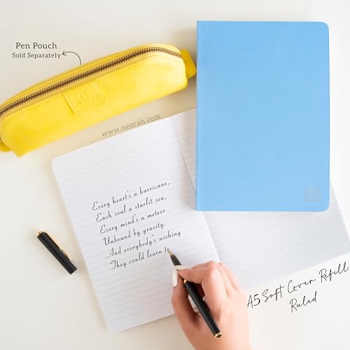 Image of NEORAH - A5 Ruled Notebook Soft Cover | Journal Refill | Ruled Journal | 110 GSM | 160 Pages (Size 21 cm x 14.8 cm) Planner Journaling Writing Note Taking Diary, Travellers Journal -LIGHT BLUE