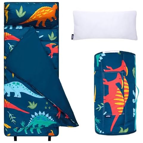 Wildkin Microfiber Nap Mat with Pillow for Toddler Boys and Girls, Measures 50 x 20 x 1.5 Inches, Ideal for Daycare and Preschool, Mom's Choice Award Winner (Jurassic Dinosaurs) Cover