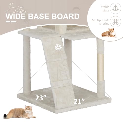 Torre para gatos 81 pulgadas multi-niveles beige miniatura 6