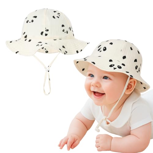 KEWUF cappellino neonato estivo, Unisex Bambino Secchio Regolabile Protezione Del Sole Cappello per Neonata Ragazza...
