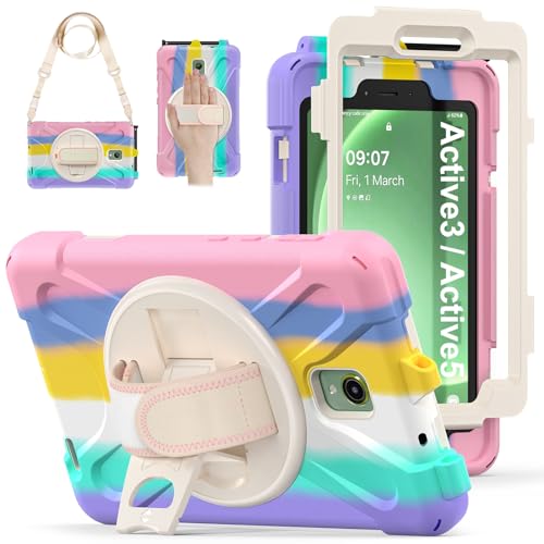 Coque Samsung Galaxy Tab Active 5 rose antichoc avec bandoulière