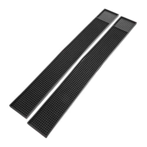 FUNNETOYU Tappetini Da Bar Antiscivolo in Pvc Neri 8x60 Cm Resistenti Al Calore e Flessibili Per Tavoli Da Bar Set Da 2 Pezzi Drenaggio Per Uso Professionale e Domestico