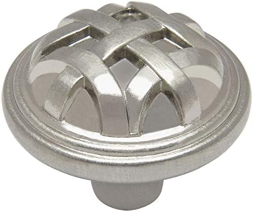 Cosmas 10 Pack 7064SN Satin Nickel Braided Cabinet Hardware Round Knob - 1-1/4" Diameter